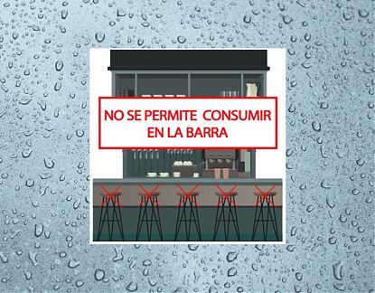  NO SE PERMITE CONSUMIR EN LA BARRA - vinilo adhesivo, cartel informativo, pegatina adhesivo para bares, restaurantes 07742