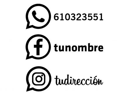 Vinilo Redes Sociales WhatsApp, Facebook e Instagram - Corte por Plóter - Usuario y Número a Elegir - Envío en 48h - 05199