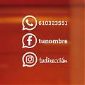 Vinilo Redes Sociales WhatsApp, Facebook e Instagram - Corte por Plóter - Usuario y Número a Elegir - Envío en 48h - 05199