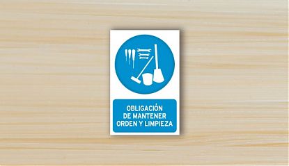  Cartel obligatorio mantener orden y limpieza -  OBLIGATORIO ORDEN Y LIMPIEZA - Señales de seguridad en el trabajo 08127