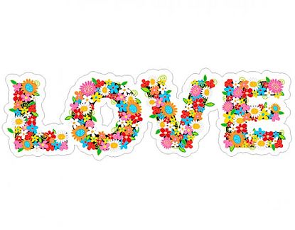 Pegatina de Vinilo Troquelado Love Floral pegatinas con amor, pegatinas recortadas, pegatinas hecho con amor, pegatinas romanticas 01024