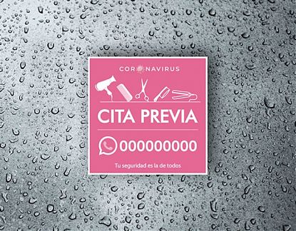  Vinilo adhesivo personalizado para peluquerías CITA PREVIA - coronavirus, vinilos diseño peluqueria, vinilos decoración peluqueria 07008