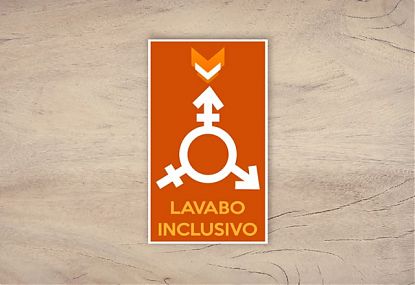  Vinilo adhesivo LAVABO INCLUSIVO que elimina el género de los lavabos por la diversidad sexual - baños sin distinción de género 07939
