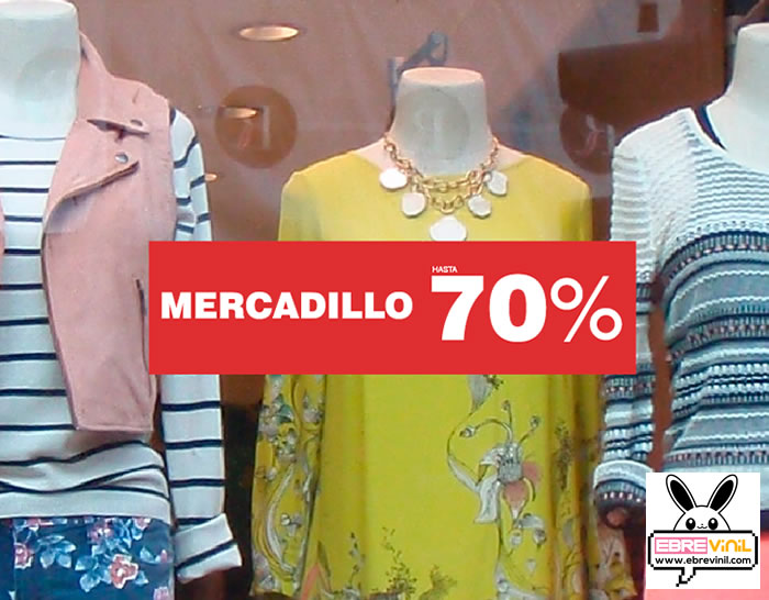 Vinilo adhesivo impreso escaparates mercadillo