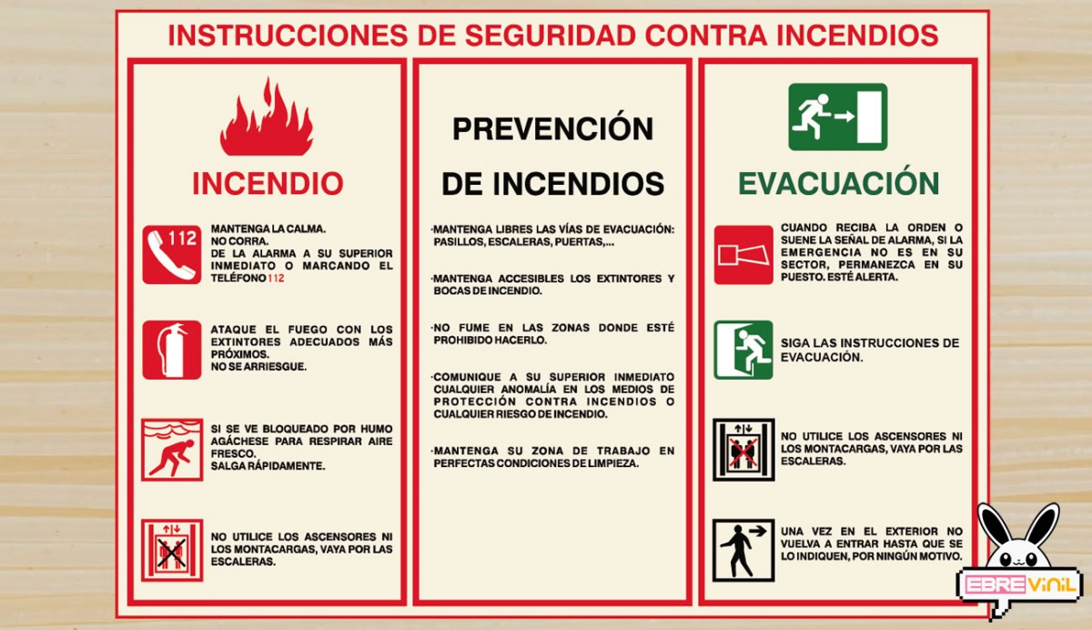 adhesivo Recomendaciones para prevención de incendios