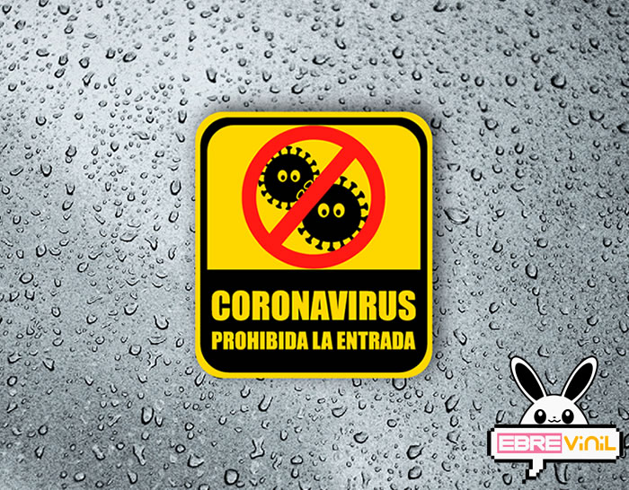 pegatina prohibida la entrada al coronavirus
