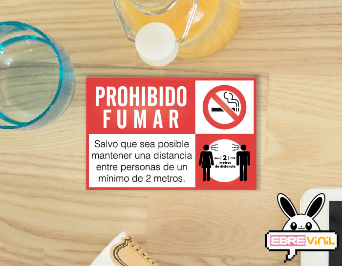 pegatina prohibido fumar mesas bares restaurantes hostelería