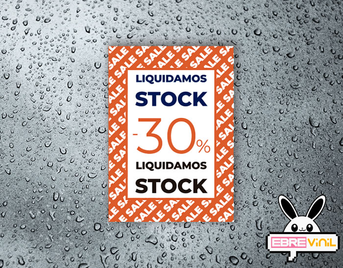 Vinilo adhesivo personalizado LIQUIDAMOS STOCKS - Rótulo especial para tiendas y comercios