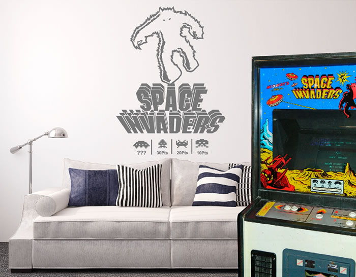 vinilo decorativo videojuego space invaders