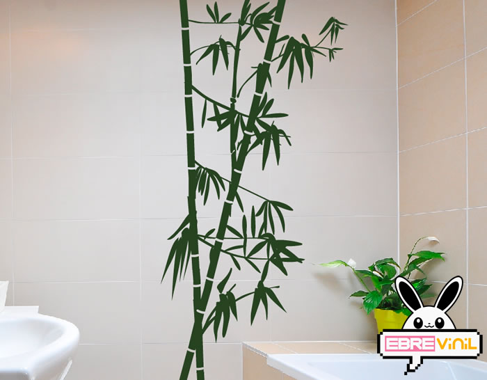 Vinilo decorativo floral y naturaleza con una planta de bambú