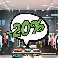 Vinilo impreso troquelado de descuento (10%, 20%, 30% y 50%) para escaparates - Pegatina adhesiva personalizada de rebajas 09983