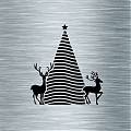  Vinilo decorativo navideño con abeto de navidad y ciervos 07425