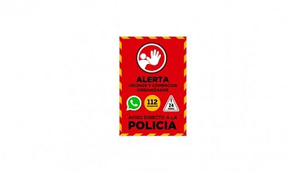  Vinilo adhesivo rectangular rojo para disuadir robos y delincuencia en comercios y barrios 09793