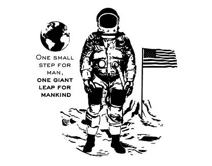 Vinilo temática descubrimientos One small step for man, one giant leap for mankind 04475