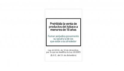  Vinilo Decorativo para Máquinas Expendedoras de Tabaco con Mensaje Legal 08859