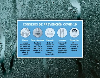  Cartel informativo impreso sobre vinilo adhesivo COVID -19 - CORONAVIRUS 06880
