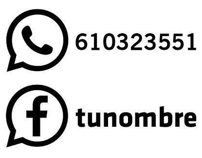 Vinilo Facebook y WhatsApp Personalizado - Corte por Plóter - Usuario y Número a Elegir - Fabricado en España - 05198