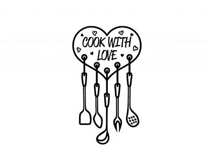  Vinilo decorativo de texto para cocinas cook with love 06317