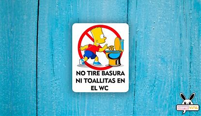  Adhesivo NO TIRE BASURA NI TOALLITAS EN EL WC - Vinilos decorativos, pegatinas, stickers 08432
