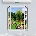  Adhesivo de vinilo impreso ventana con vistas a la naturaleza 04483