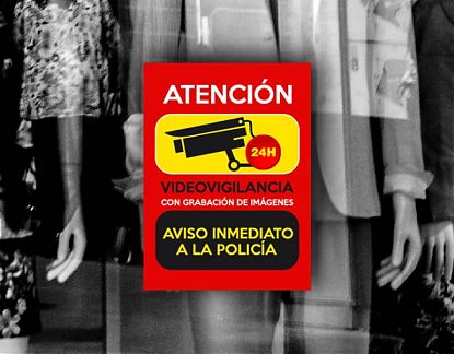  Cartel disuasorio impreso sobre vinilo adhesivo videovigilancia con grabación de imágenes 06398