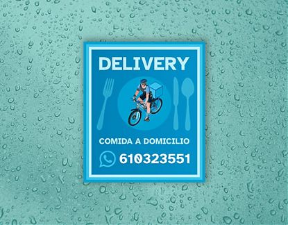  DELIVERY - COMIDA A DOMICILIO - vinilo adhesivo personalizado con tu número de teléfono/WhatsApp 07745