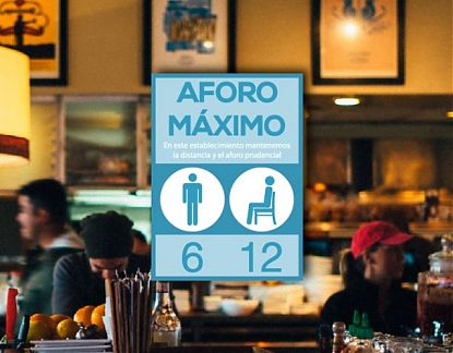  Vinilo adhesivo para bares, cafeterías, restaurantes y negocios AFORO MÁXIMO DE PERSONAS 06988