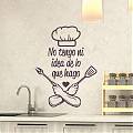  Vinilo decorativo de texto para cocinas NO TENGO NI IDEA DE LO QUE HAGO - vinilos para pared cocina 07284