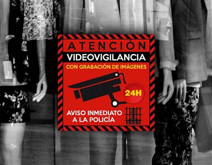  Cartel Videovigilancia con grabación de imágenes y Aviso inmediato a Policía impreso en vinilo adhesivo 06399