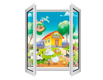  Ventnas en vinilo infantiles Los amigos de la granja 04479