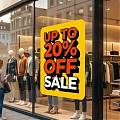  Adhesivo impreso UP TO 20% OFF SALE para escaparates - Pegatina de rebajas personalizable en porcentaje y medida para comercios de España 09963