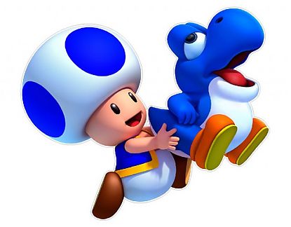  Sticker Adhesivo Troquelado  Blue Toad & Baby Yoshi 02291