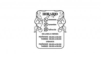  Vinilo Horario para Tiendas Personalizado con WhatsApp, Facebook e Instagram 09393