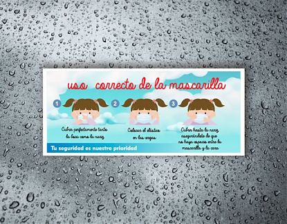  Vinilo adhesivo para colegios, escuelas y guarderías USO CORRECTO DE LA MASCARILLA 07310