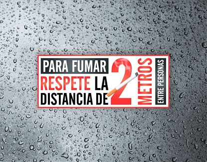  PARA FUMAR RESPETE DE LA DISTANCIA DE SEGURIDAD DE 2 METROS ENTRE PERSONAS - Adhesivo impreso sobre vinilo a todo color 07229