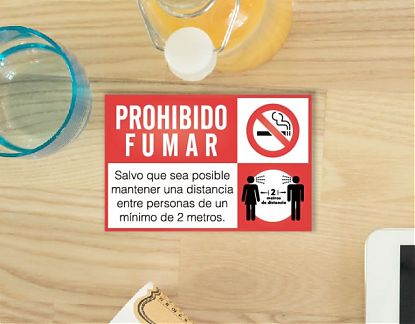  Vinilo adhesivo para pegar en mesas de terrazas en bares, restaurantes y negocios de hostelería PROHIBIDO FUMAR 07281