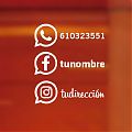  Vinilo Redes Sociales WhatsApp, Facebook e Instagram - Corte por Plóter - Usuario y Número a Elegir - Envío en 48h - 05199