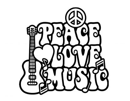  Vinilo decorativo estilo Hippie Peace, Love, Music 04995