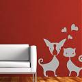  Vinilo Decorativo Pared Perro y Gato 01786