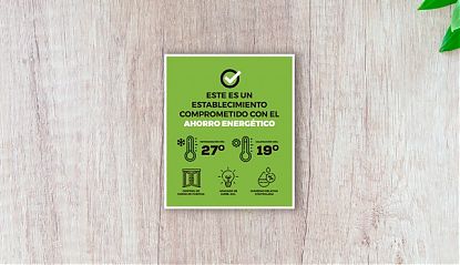  Cartel impreso sobre vinilo adhesivo con las medidas de ahorro energético deben cumplir las empresas, tiendas y negocios 08653