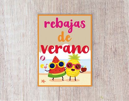  Cartel impreso sobre vinilo adhesivo para promocionar las REBAJAS DE VERANO 07831