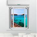  Vinilo trampantojo con ventana Vistas al mar 04476