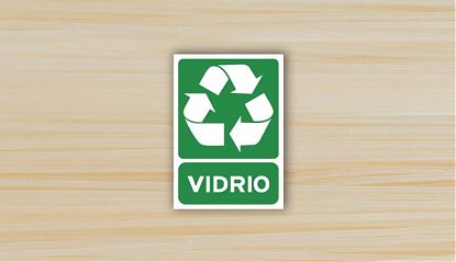  Vinilos adhesivos con señales para la gestión de reciclado de residuos VIDRIO - Vinilos ilustraciones de señalética reciclado de vidrio, cristal 08103