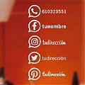  Vinilo decorativo adhesivo personalizado redes sociales, WhatsApp + Facebook + Instagram + Twitter + Pinterest 05201