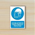  Vinilo uso obligatorio de casco y pantalla protectora - Señal Uso obligatorio de pantalla protectora y casco - señalización de seguridad y salud 08138