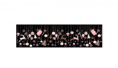  Tira de vinilo navideño rosa y dorado - Decoración navideña elegante para escaparates de tiendas 010021