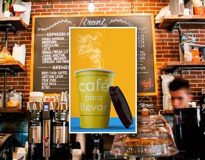  Adhesivo impreso sobre vinilo CAFÉ PARA LLEVAR - bares, cafeterías, panaderías 07023