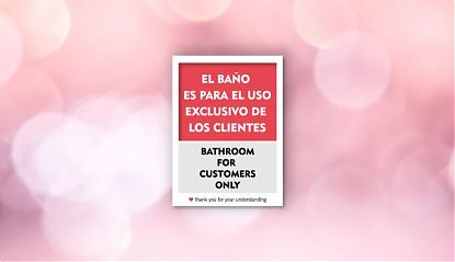  Impulsa la excelencia en tu establecimiento con el vinilo adhesivo multilingüe: EL BAÑO ES PARA EL USO EXCLUSIVO DE LOS CLIENTES08750