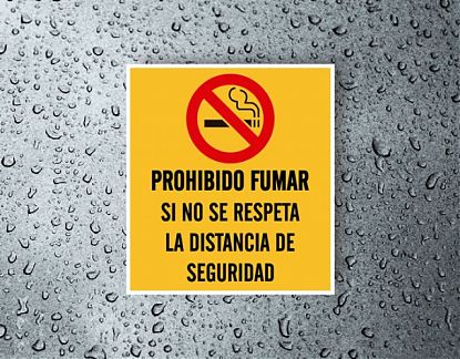  Vinilo adhesivo coronavirus - PROHIBIDO FUMAR SI NO SE RESPETA LA DISTANCIA DE SEGURIDAD 07207