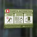  Vinilo Instrucciones Puerta Automática con Datos de Empresa Personalizados 09941